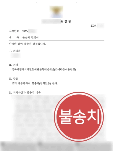 카메라이용촬영죄 | 성관계 촬영으로 카찰죄 혐의 받은 의뢰인 불송치 사례