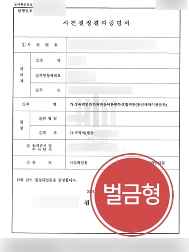 [성범죄 고소대리]통매음 가해자에 벌금형 처벌 받도록 조력한 대륜의 성범죄전문변호사
