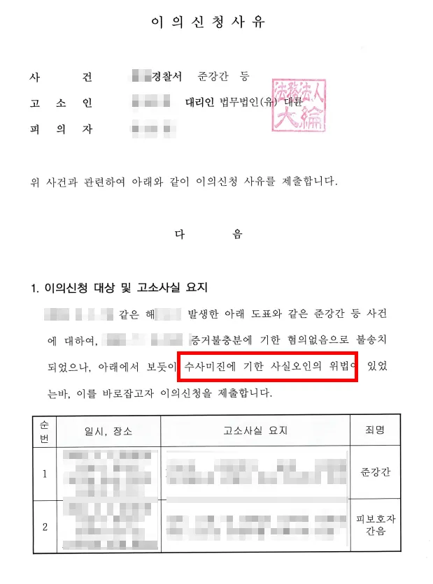 성범죄 불송치 이유서 실제 양식